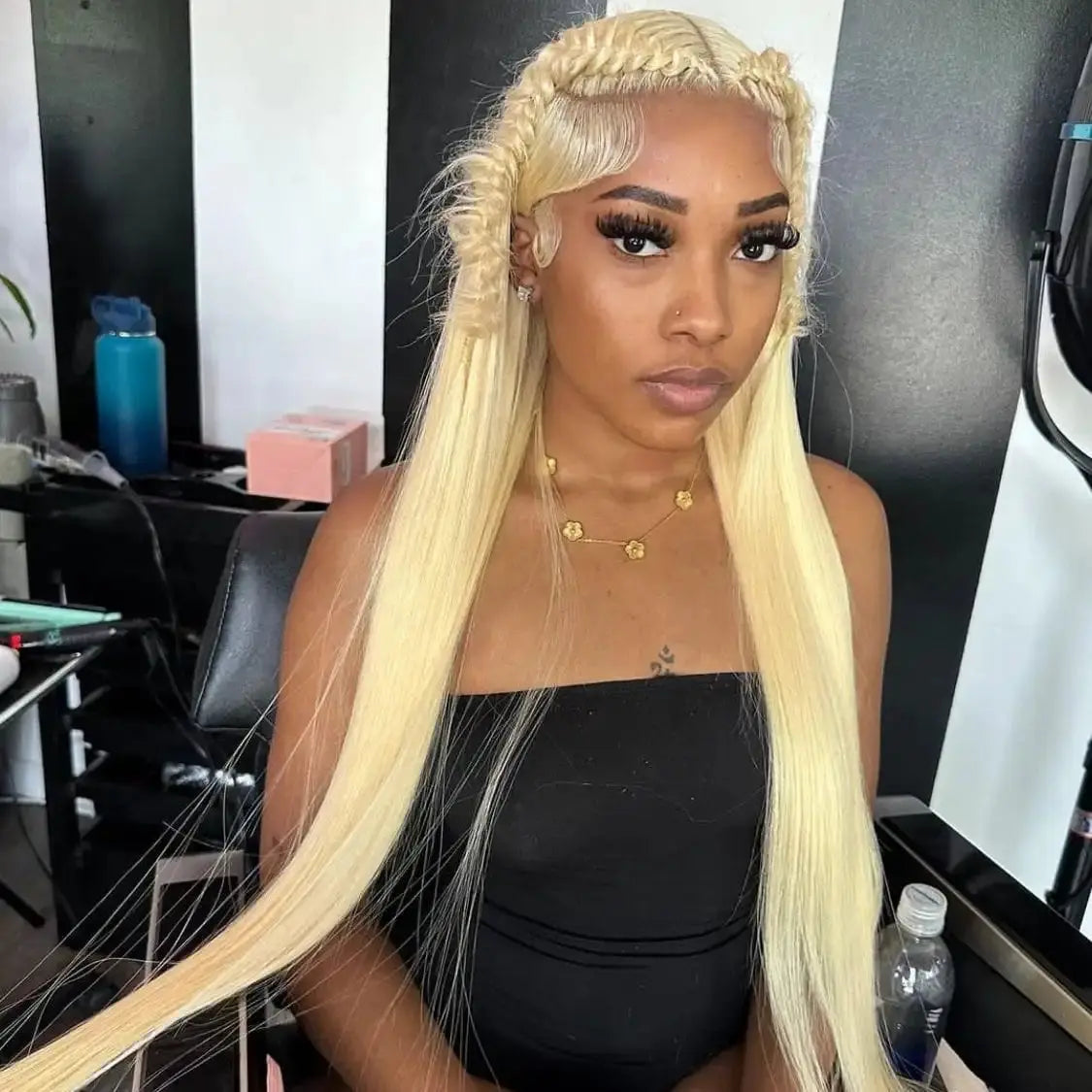 13x4 Full Frontal Straight Blonde Lace Wig Pre-Plucked Hairline, Human Hair (Chloe Unit) Moriry
