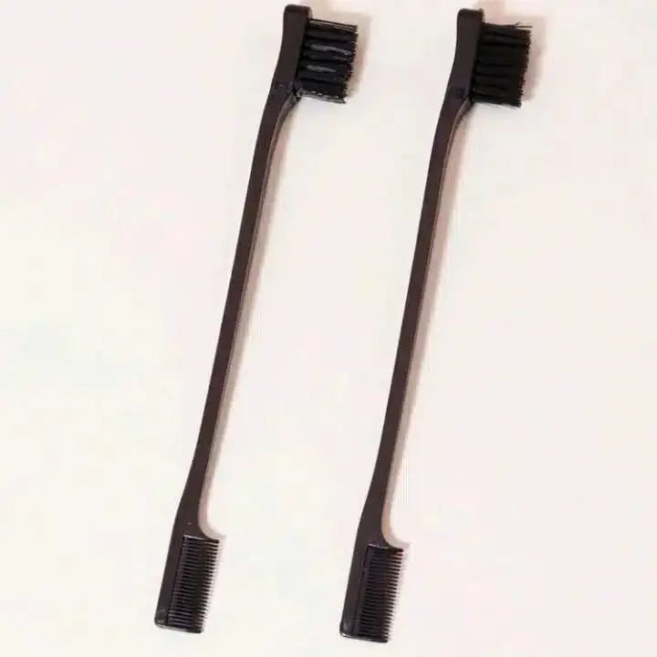 Two black toothbrushes with bristle heads on a white background