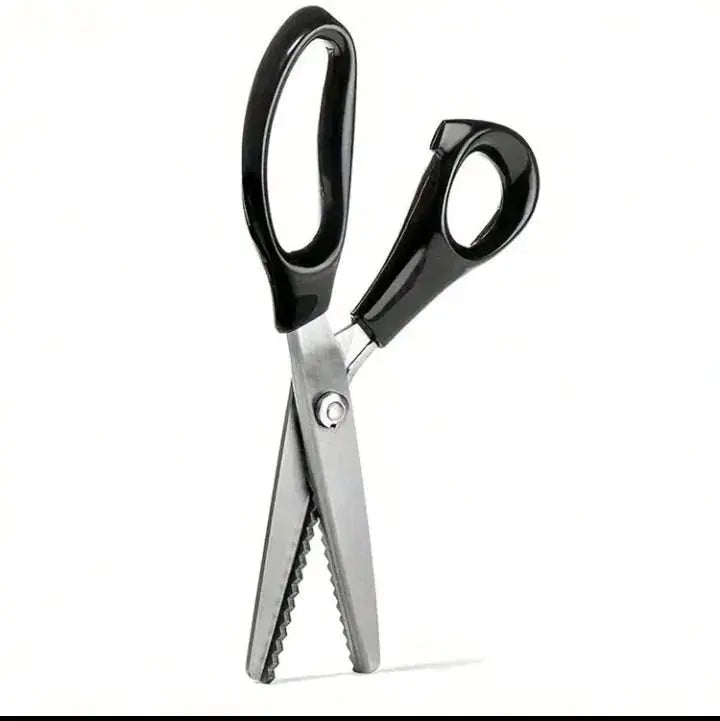 Black-handled scissors on a white background